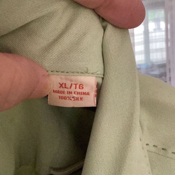 Tommy Bahama 100% Silk Short Sleeve Camp Shirt Men’s XL Sage Green - Picture 5 of 6